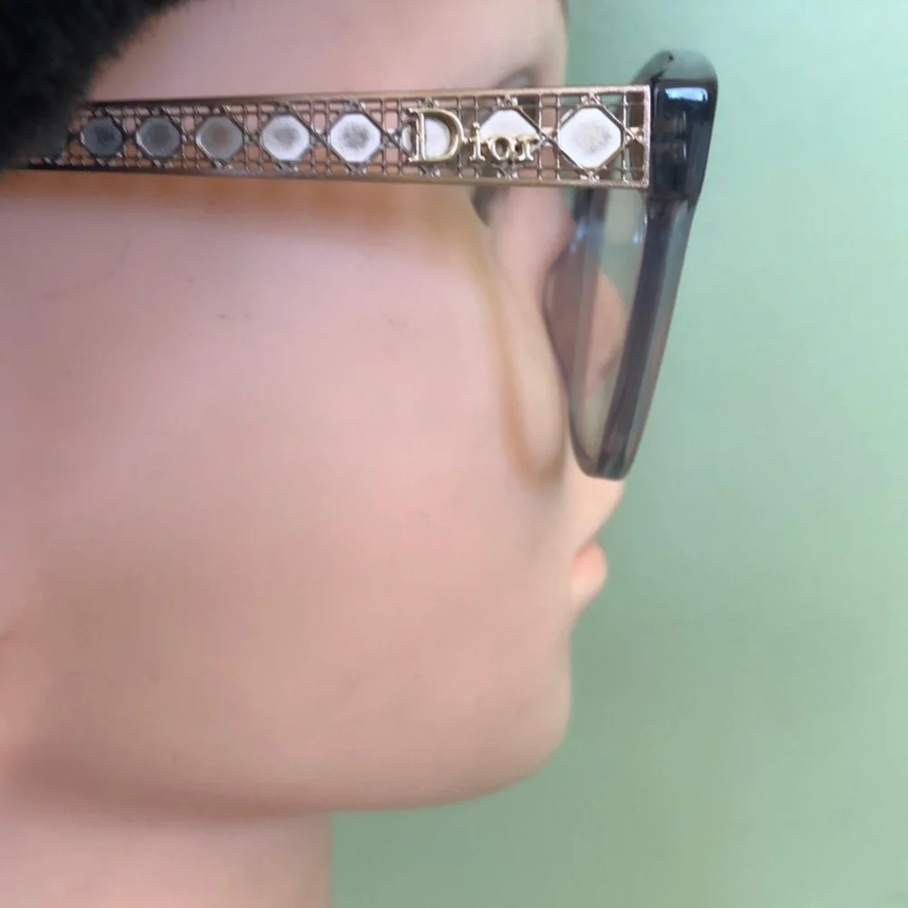 Christian Dior Diorama O5 Eyeglasses Crystal Blue Gold Black - Women's / COA